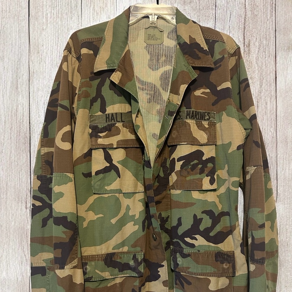 Vintage USMC Woodland Camo BDU Jacket Medium X-Long Military Surplus